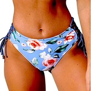 Floral Blue Bikini Bottom